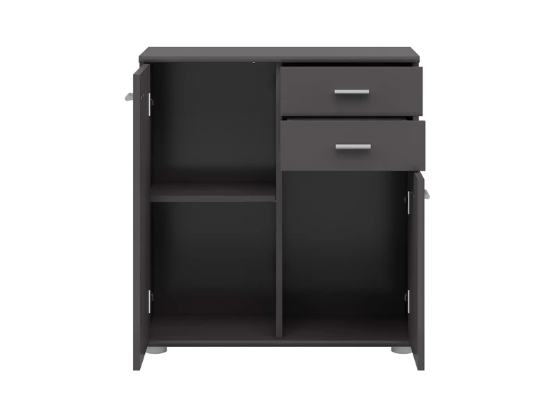 Noeda Chest of Drawers – Graphite | 2 Drawers & 3 Shelves | Scandi & Minimalist Style | 70.9×75.2×35.2 cm