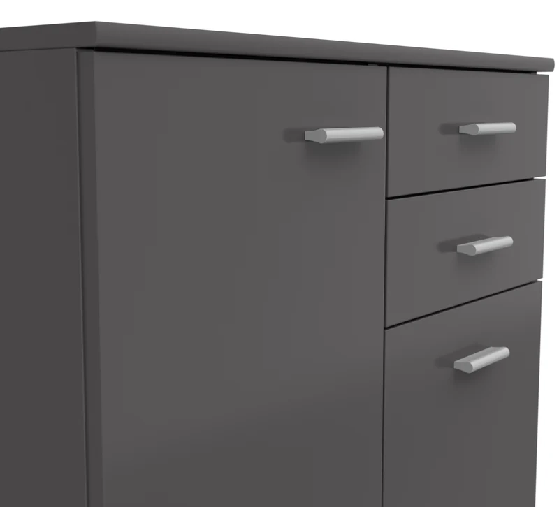 Noeda Chest of Drawers – Graphite | 2 Drawers & 3 Shelves | Scandi & Minimalist Style | 70.9×75.2×35.2 cm