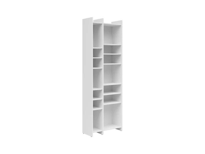 Lenny Tall Geometric Bookcase – White | Irregular Open Shelves | 60×190.5×32 cm | Books, Plants & Display