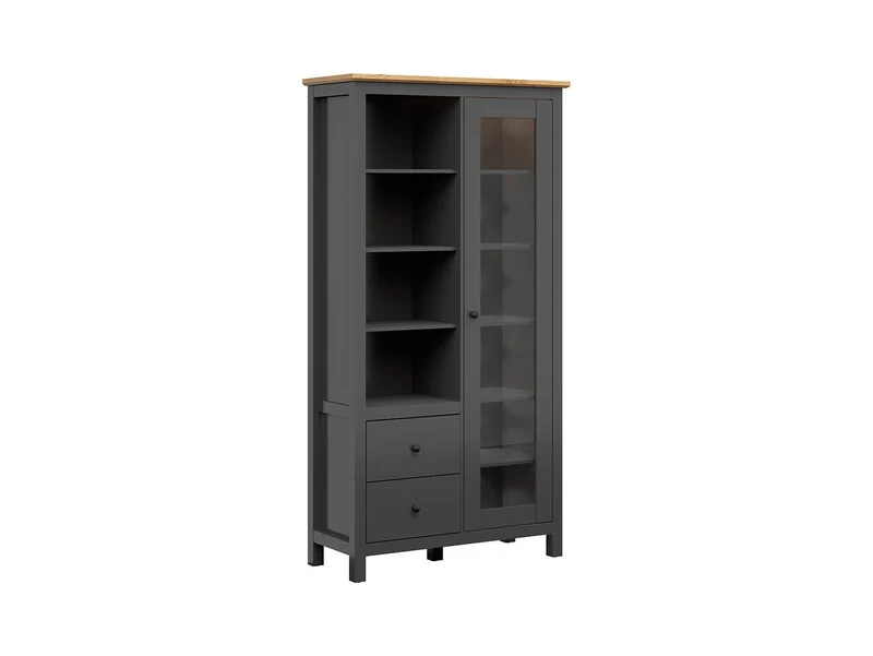 Hesen — Tall Display Cabinet with Glass Door & LED Lighting