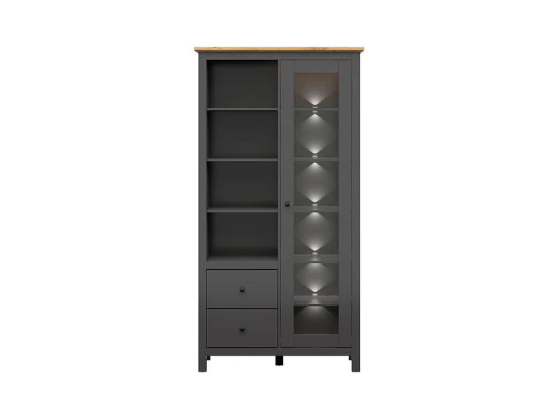 Hesen — Tall Display Cabinet with Glass Door & LED Lighting