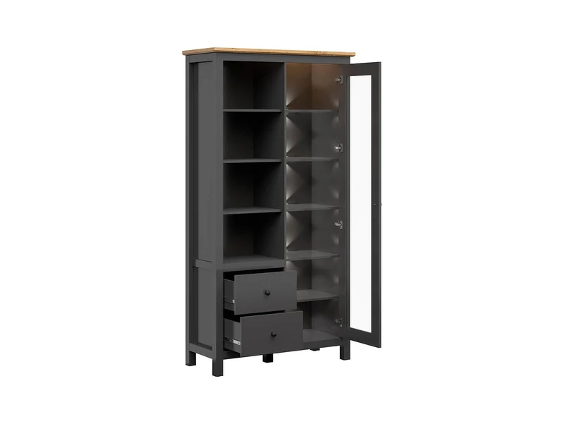 Hesen — Tall Display Cabinet with Glass Door & LED Lighting