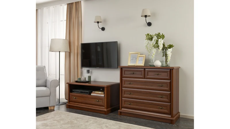 Kent TV Cabinet | Chestnut | 101×54.5 cm | Classic Style with Drawer