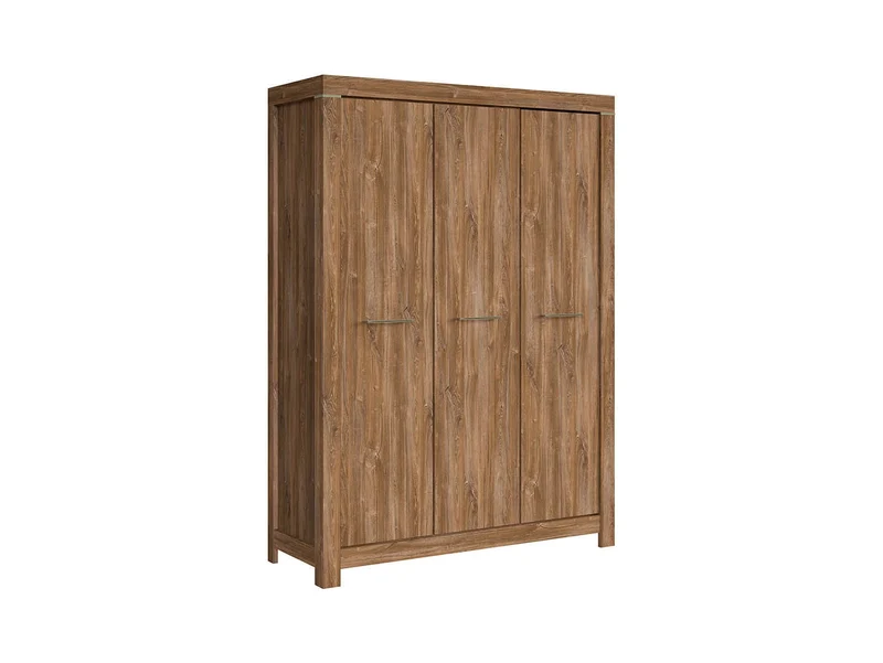Gent 3-Door Wardrobe | Stirling Oak | Soft-Close | Rail + 4 Shelves | 150×201 cm