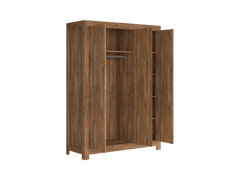 Gent 3-Door Wardrobe | Stirling Oak | Soft-Close | Rail + 4 Shelves | 150×201 cm