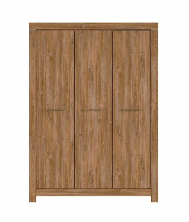 Gent 3-Door Wardrobe | Stirling Oak | Soft-Close | Rail + 4 Shelves | 150×201 cm
