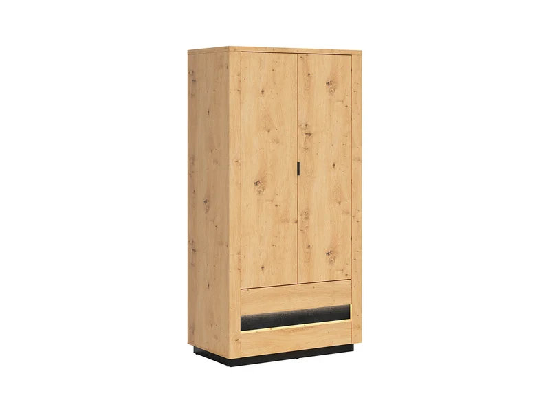 Ostia Wardrobe 2-Door with Drawers – Artisan Oak / Black Sparkle