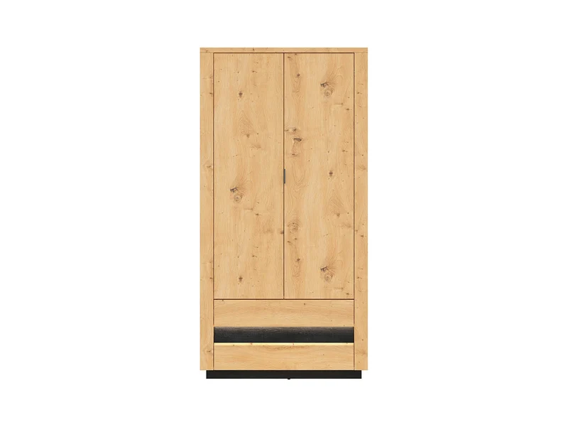 Ostia Wardrobe 2-Door with Drawers – Artisan Oak / Black Sparkle