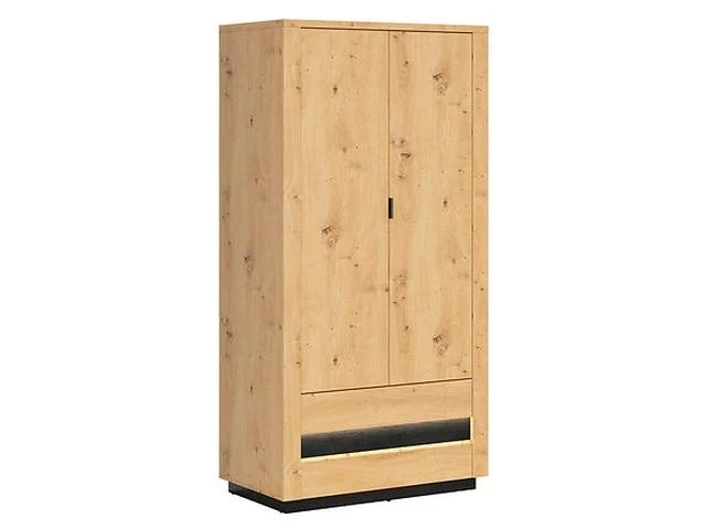 Ostia Wardrobe 2-Door with Drawers – Artisan Oak / Black Sparkle