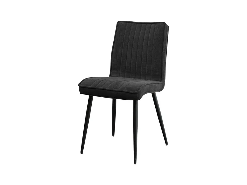 Lena Upholstered Dining Chair – Dark Grey Fabric & Metal Frame