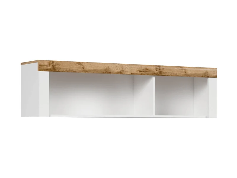 Holten Wall-Mounted Cabinet 156 cm – White / Wotan Oak | 2 Open Display Compartments