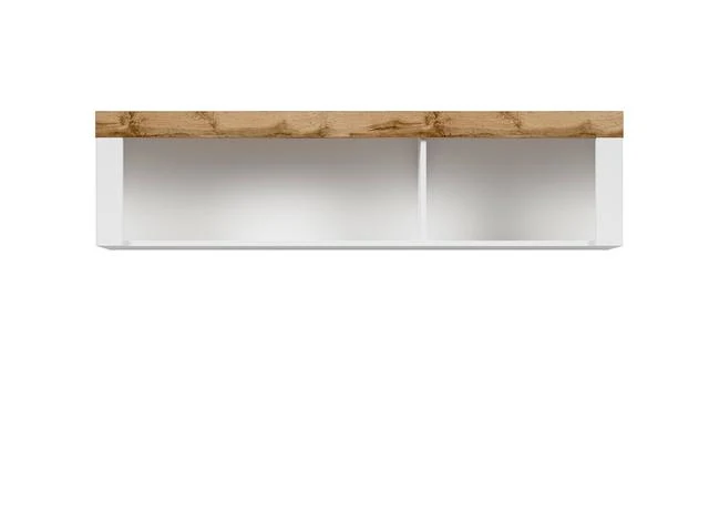 Holten Wall-Mounted Cabinet 156 cm – White / Wotan Oak | 2 Open Display Compartments