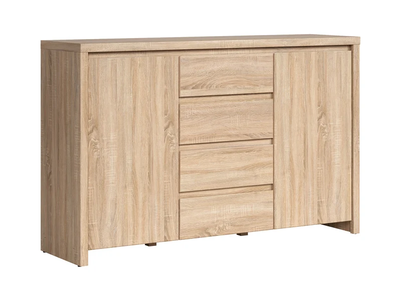Kaspian Sideboard 143 cm – Sonoma Oak | 2 Doors, 4 Shelves & Handleless Fronts