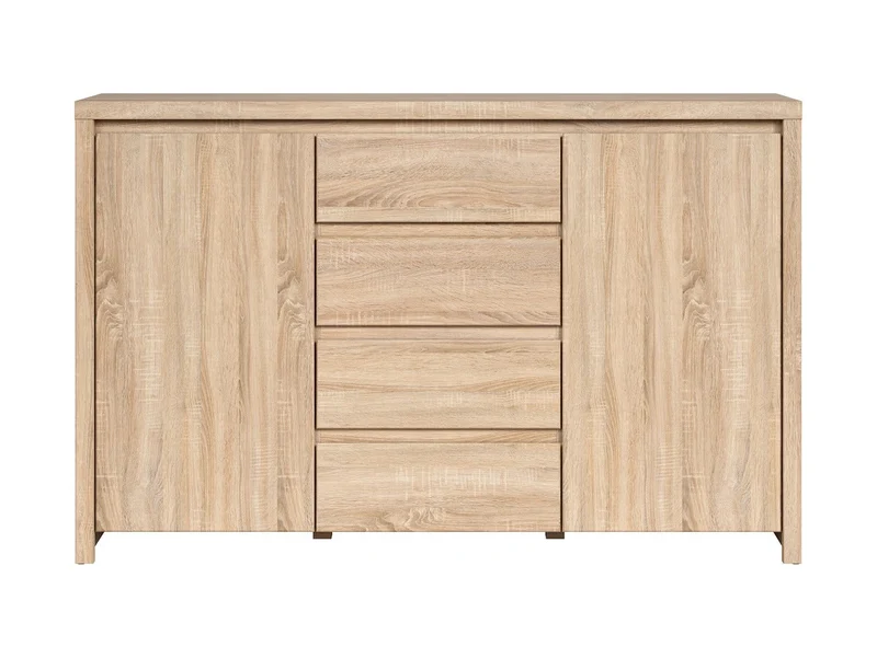 Kaspian Sideboard 143 cm – Sonoma Oak | 2 Doors, 4 Shelves & Handleless Fronts