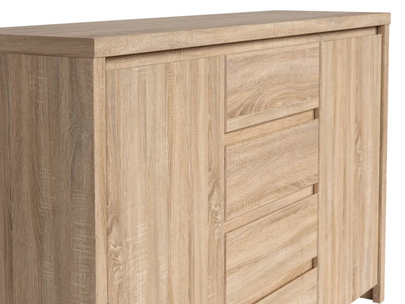 Kaspian Sideboard 143 cm – Sonoma Oak | 2 Doors, 4 Shelves & Handleless Fronts