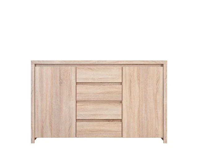 Kaspian Sideboard 143 cm – Sonoma Oak | 2 Doors, 4 Shelves & Handleless Fronts
