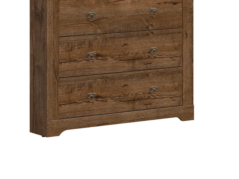 Patras Chest of Drawers 93 cm – April Oak | 5 Drawers & Antique Silver Handles