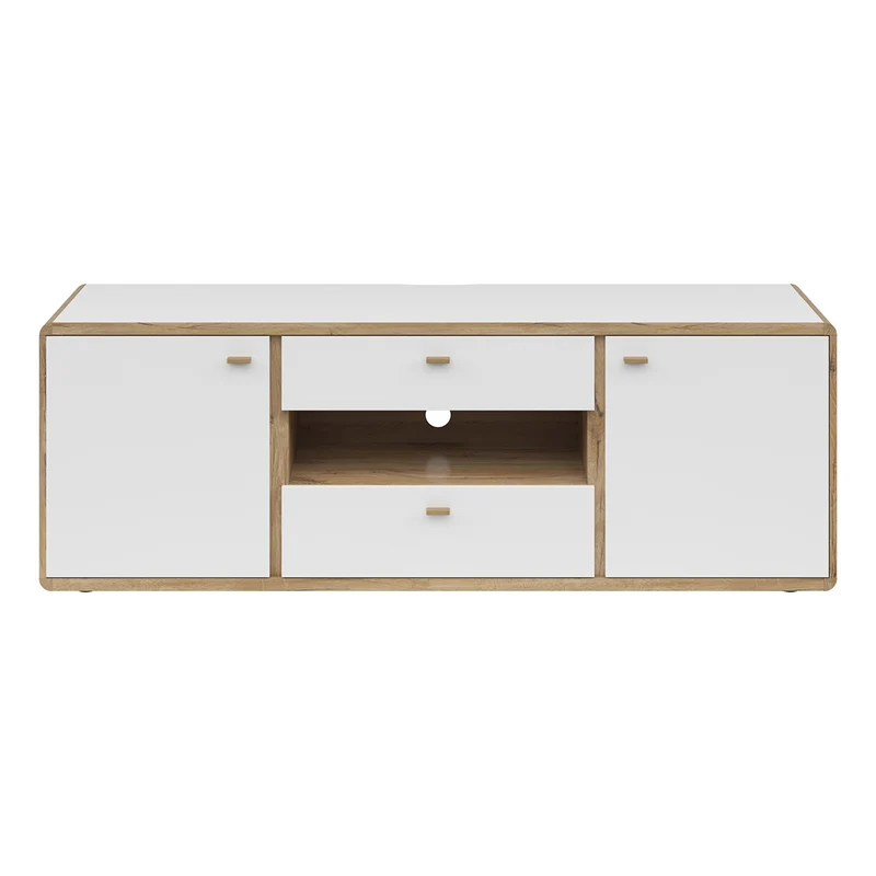 Ronda TV Unit – Light Flagstaff Oak & White Matt, 178 cm