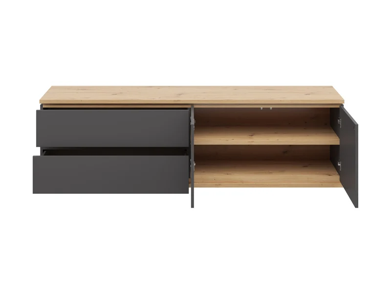 Yamael TV Unit – Graphite & Artisan Oak, 184 cm