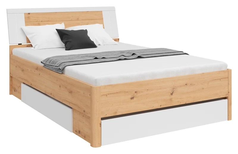 Saturn Bed 140×200 cm – Artisan Oak & White