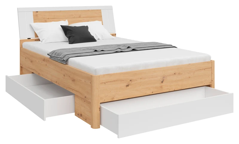 Saturn Bed 140×200 cm – Artisan Oak & White