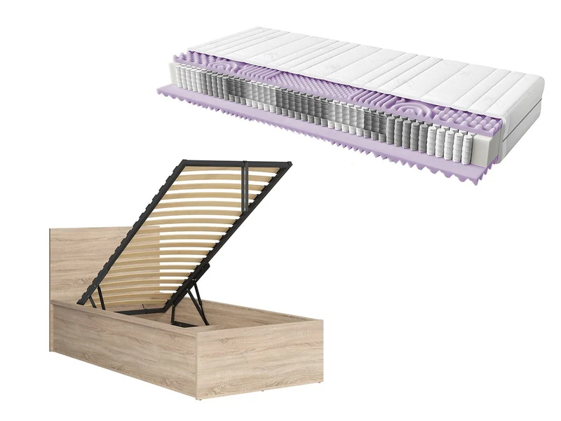 Tetrix Single Bed 90×200 cm + Mimas Mattress Set – Sonoma Oak