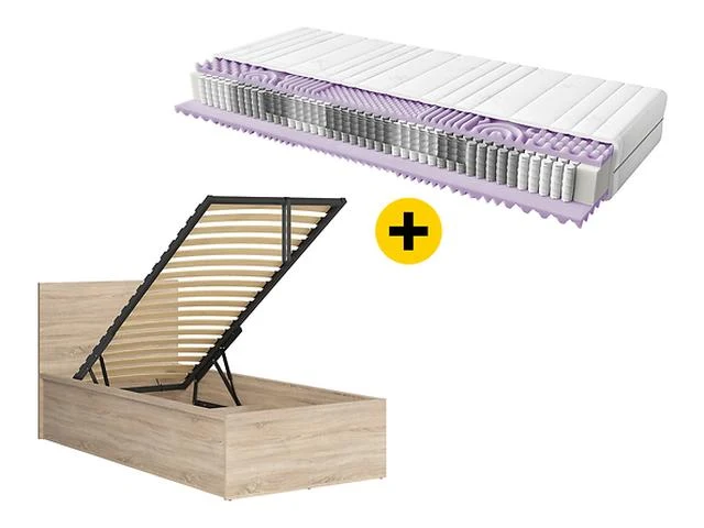 Tetrix Single Bed 90×200 cm + Mimas Mattress Set – Sonoma Oak