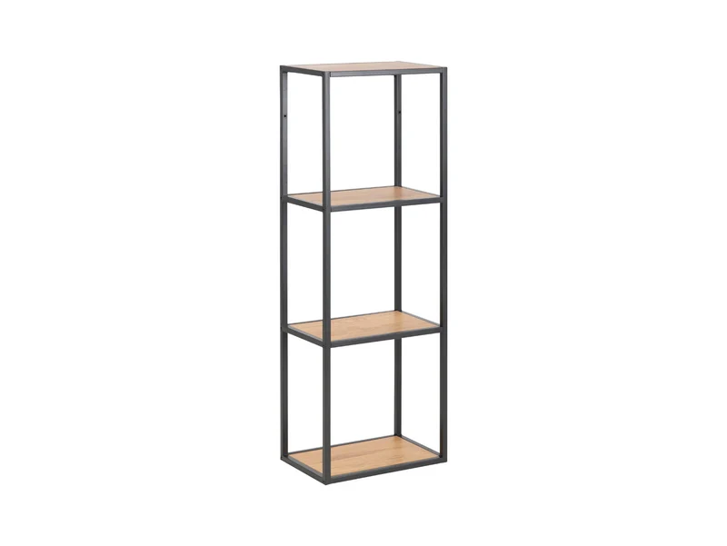 Seaford Wall-Mounted Shelf Unit | Loft Style | Black Frame & Wild Oak | 24x37x108cm