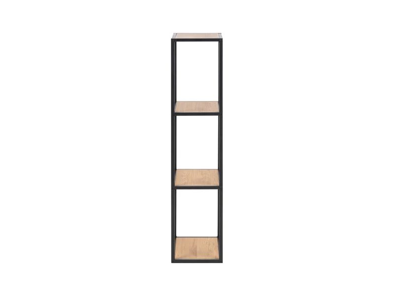 Seaford Wall-Mounted Shelf Unit | Loft Style | Black Frame & Wild Oak | 24x37x108cm