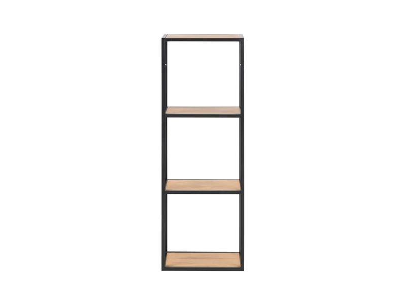 Seaford Wall-Mounted Shelf Unit | Loft Style | Black Frame & Wild Oak | 24x37x108cm