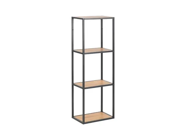 Seaford Wall-Mounted Shelf Unit | Loft Style | Black Frame & Wild Oak | 24x37x108cm