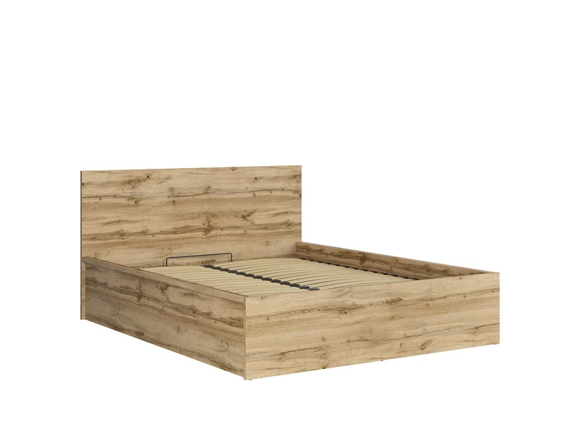 Tetrix Double Bed Set with Mimas Pocket Spring Mattress | Wotan Oak | 160x200cm | Storage