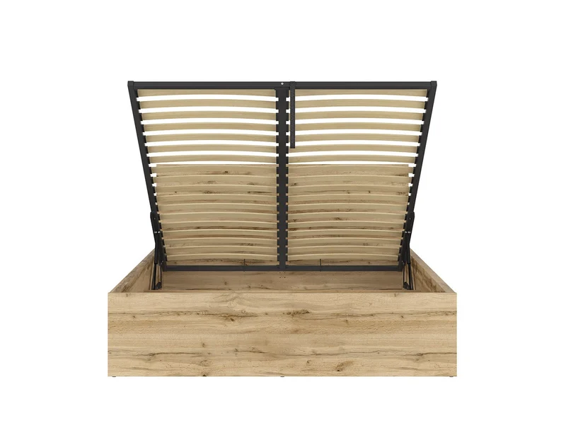 Tetrix Double Bed Set with Mimas Pocket Spring Mattress | Wotan Oak | 160x200cm | Storage