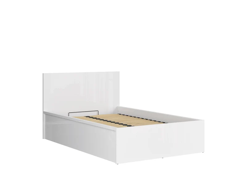 Tetrix Single Bed Set with Mimas Pocket Spring Mattress | White Gloss | 120x200cm | Storage