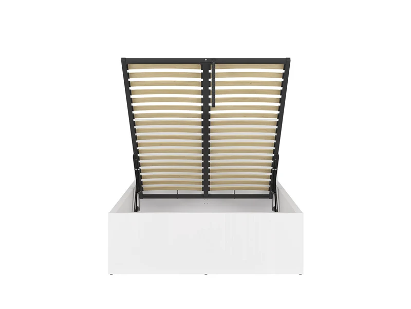 Tetrix Single Bed Set with Mimas Pocket Spring Mattress | White Gloss | 120x200cm | Storage