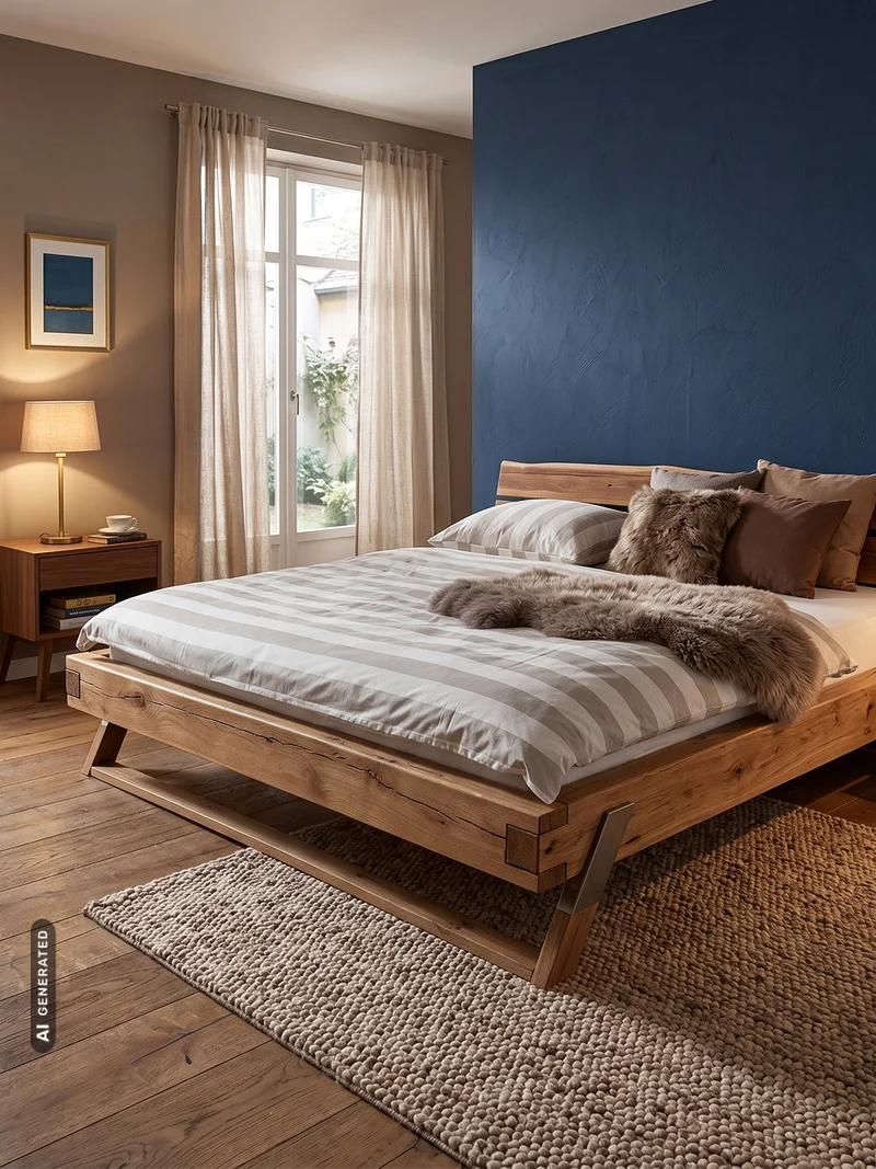 Doppelbett Eiche Rustik, Eiche Massivholz - natur geölt, 180cm