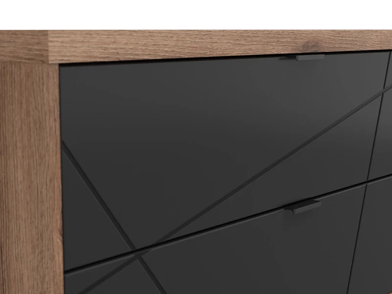 Forn TV Cabinet with 2 Drawers & Shelves | Dark Delano Oak & Black Matt | 156x61cm