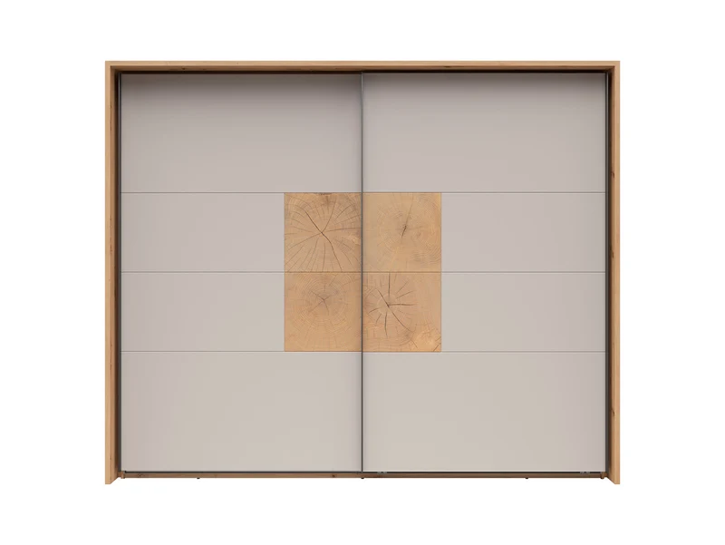 Sindara Sliding Wardrobe 270 cm – Artisan Oak & Kashmir, Hanging Rails, Shelves, Optional Surround Frame