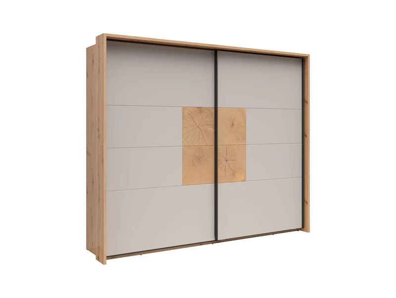 Sindara Sliding Wardrobe 270 cm – Artisan Oak & Kashmir, Hanging Rails, Shelves, Optional Surround Frame
