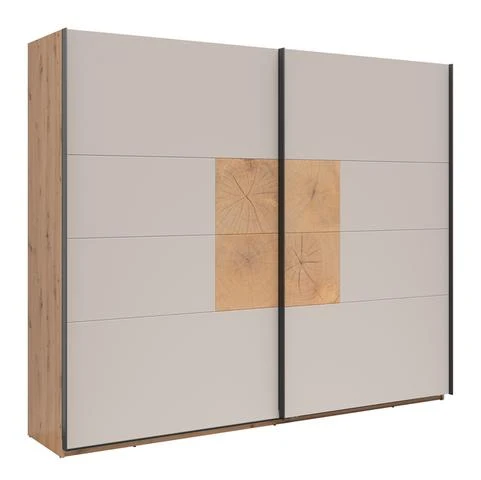 Sindara Sliding Wardrobe 270 cm – Artisan Oak & Kashmir, Hanging Rails, Shelves, Optional Surround Frame