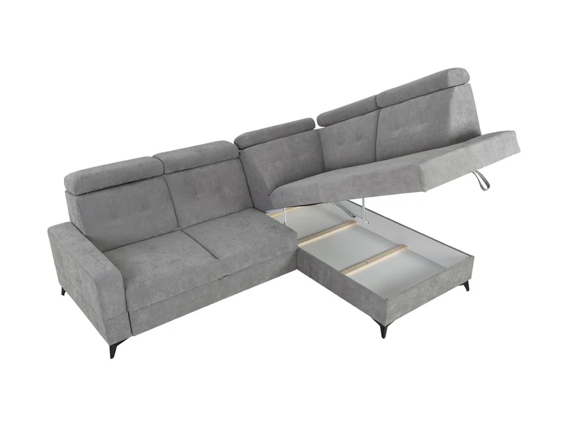 Amado Corner Sofa (Right-Hand) – Wind 90, 5 Adjustable Headrests, Sleep Function, Bedding Storage