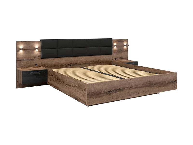 Kassel Double Bed 180x200 cm with Storage – LED, USB, Eco-Leather Headboard