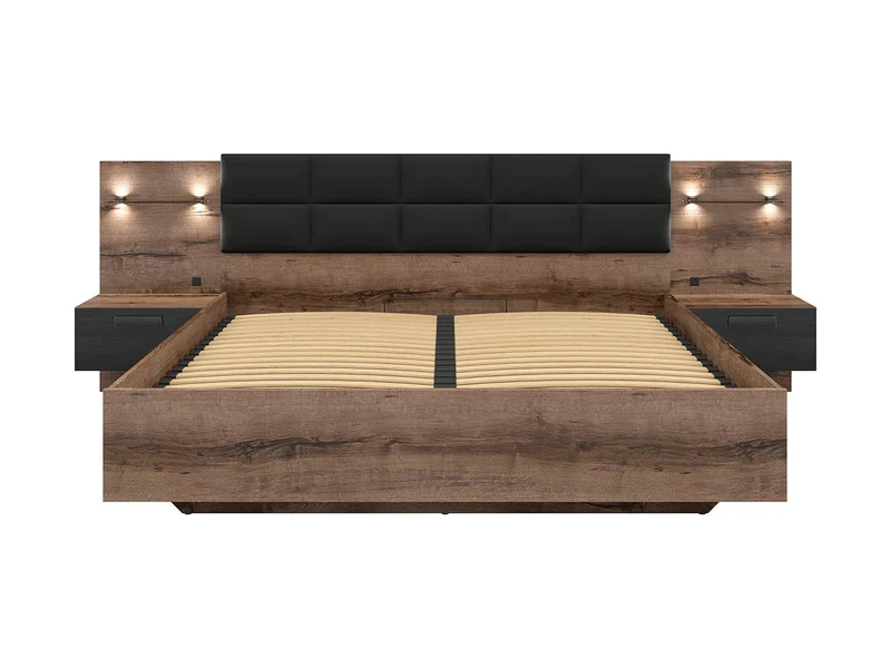 Kassel Double Bed 180x200 cm with Storage – LED, USB, Eco-Leather Headboard