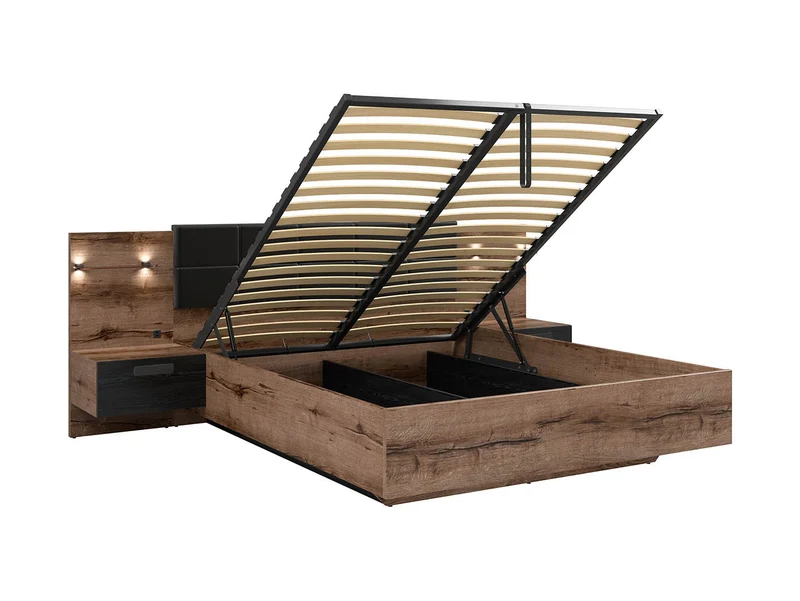 Kassel Double Bed 180x200 cm with Storage – LED, USB, Eco-Leather Headboard