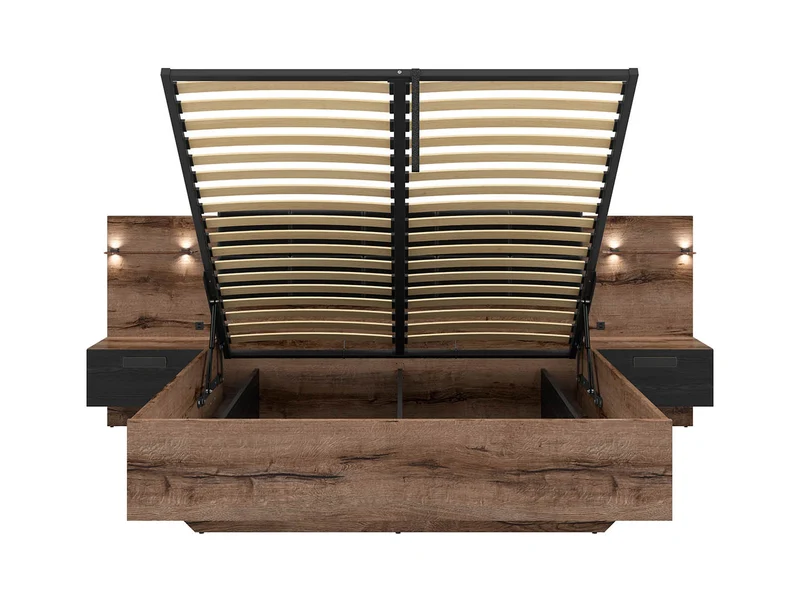 Kassel Double Bed 180x200 cm with Storage – LED, USB, Eco-Leather Headboard