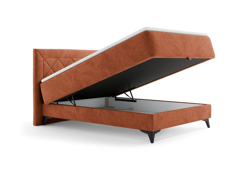 Zalea Upholstered Bed 120x200 cm – Pocket Spring Mattress, Gas-Lift Storage, 4cm Topper