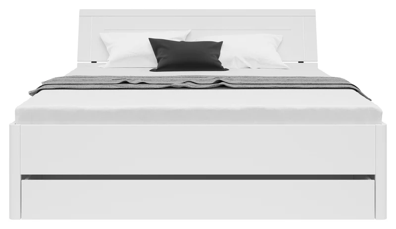 Saturn Bed 180x200 cm with 3 Storage Drawers – White | King-Size | 22 mm Chipboard Body