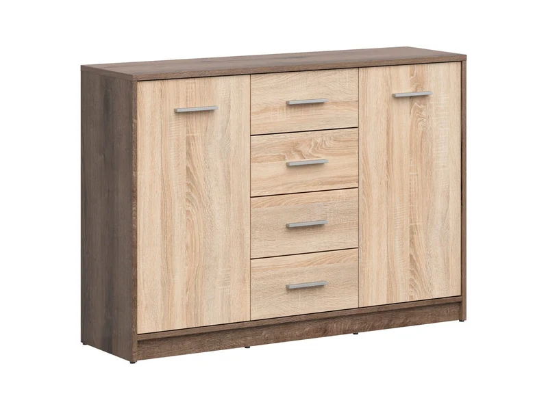 Nepo Plus Chest of Drawers – 2 Doors & 4 Drawers | Monastery Oak & Sonoma Oak | Kids & Youth Room