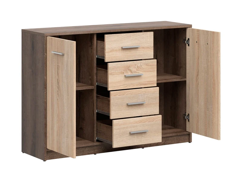 Nepo Plus Chest of Drawers – 2 Doors & 4 Drawers | Monastery Oak & Sonoma Oak | Kids & Youth Room