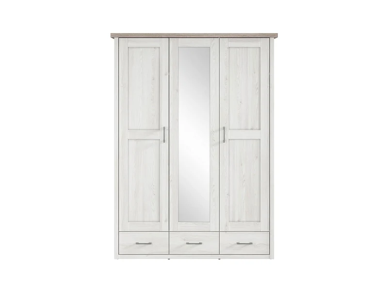 Luca Juzi 3-Door Wardrobe | Mirror Front | 5 Shelves + 3 Drawers | Sibiu Larch | 148×200 cm